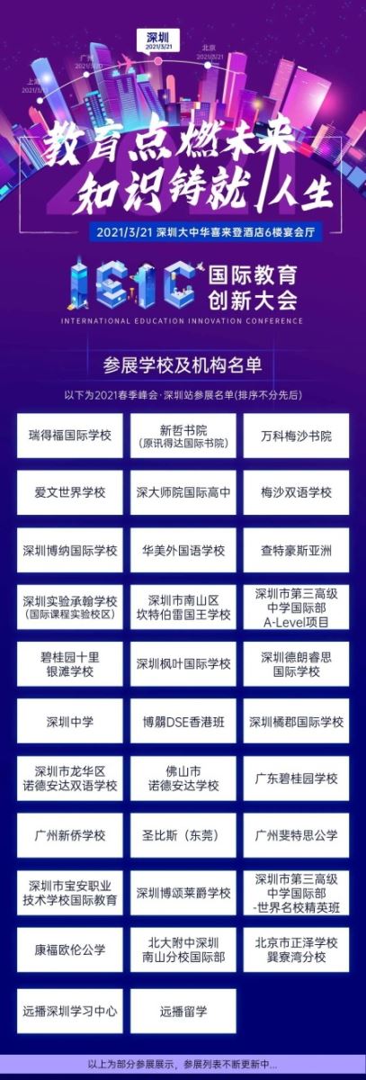 2021深圳参展学校及机构名单